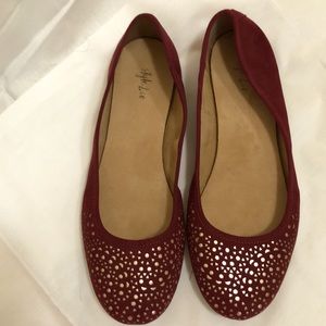 Burgundy and gold flats